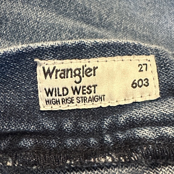 Wrangler Women's Distressed Blue Straight Leg Jeans Wild West 603 High Rise 28 l - Picture 7 of 7